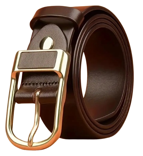 Modern coffee brown leather belt