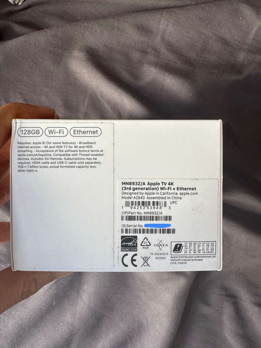 Apple TV 4K 128GB (3rd Gen) WiFi Ethernet