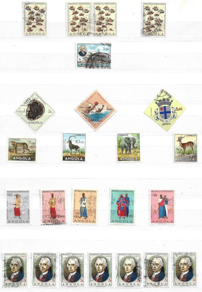 Angola. Selection of 4 pages used Angola stamps.
