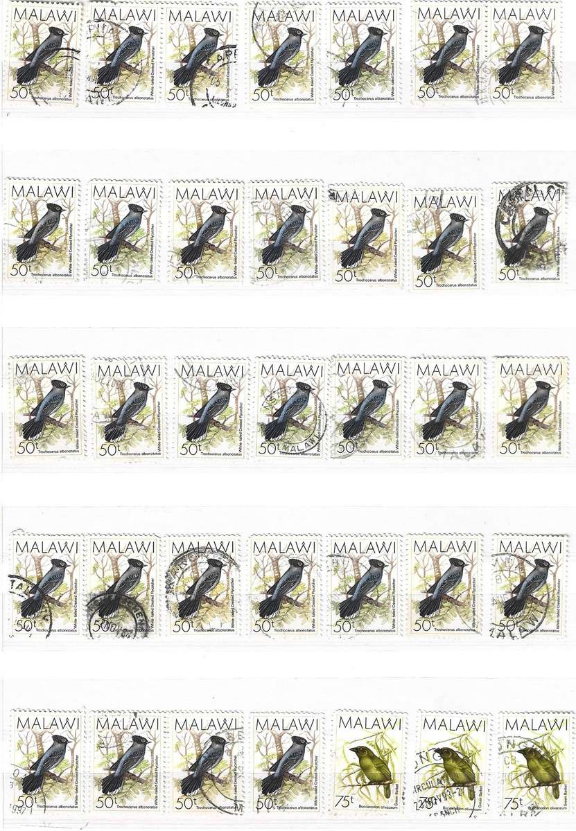 Malawi. Selection of used Malawian stamps. 14 pages