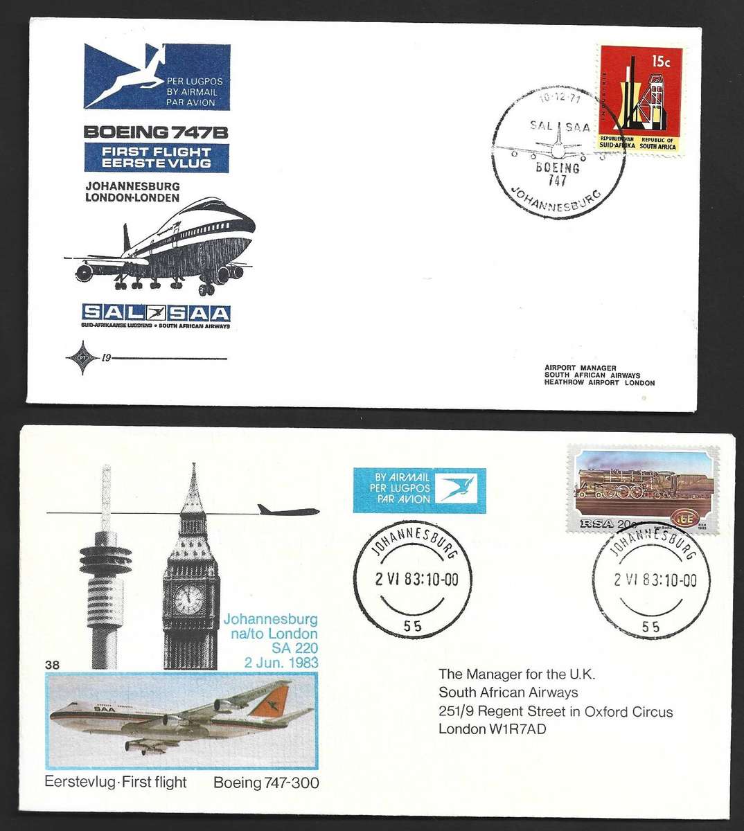Lot 66 SAA /Namibair first flight covers x 21. Nice lot, see scans