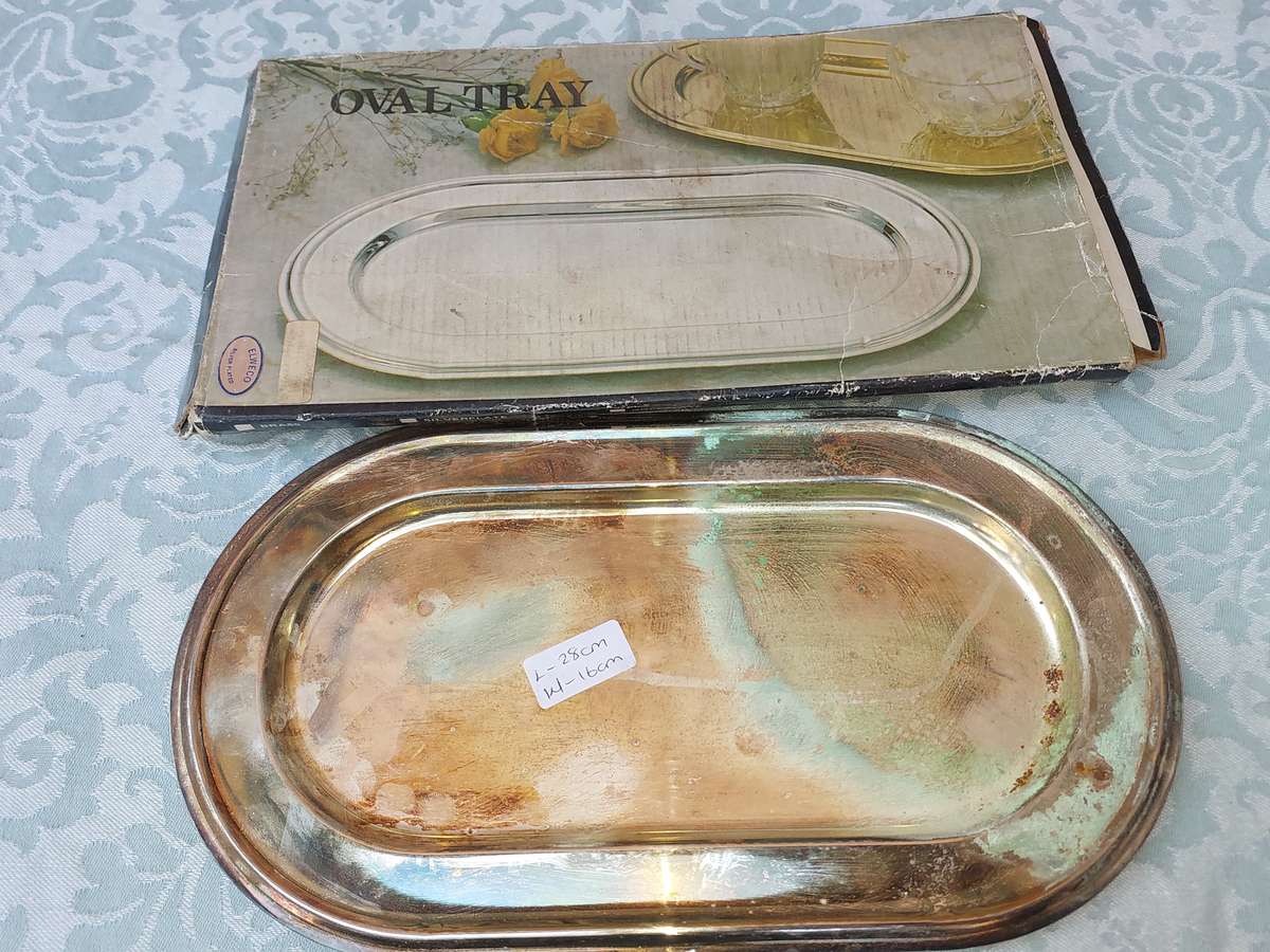 AN OVAL TRAY THAT NEEDS SOME LOVING CARE