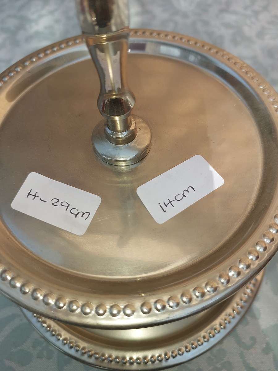 A VINTAGE SILVER PLATED TWO TIER CUPCAKE STAND