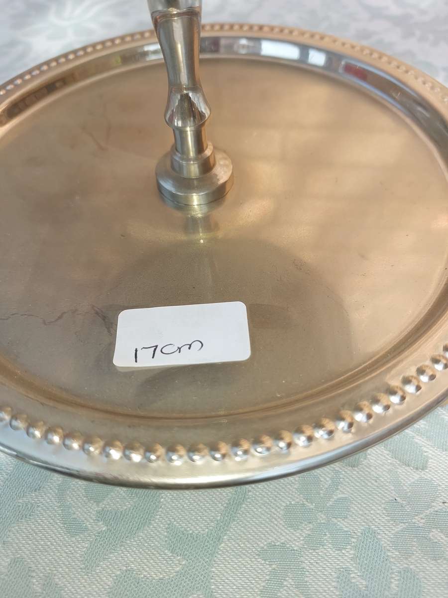 A VINTAGE SILVER PLATED TWO TIER CUPCAKE STAND