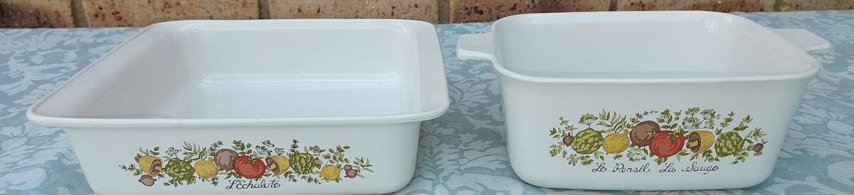 TWO VINTAGE FRENCH PORCELAIN OVEN PROOF CASSEROLE SOLD AS IS
