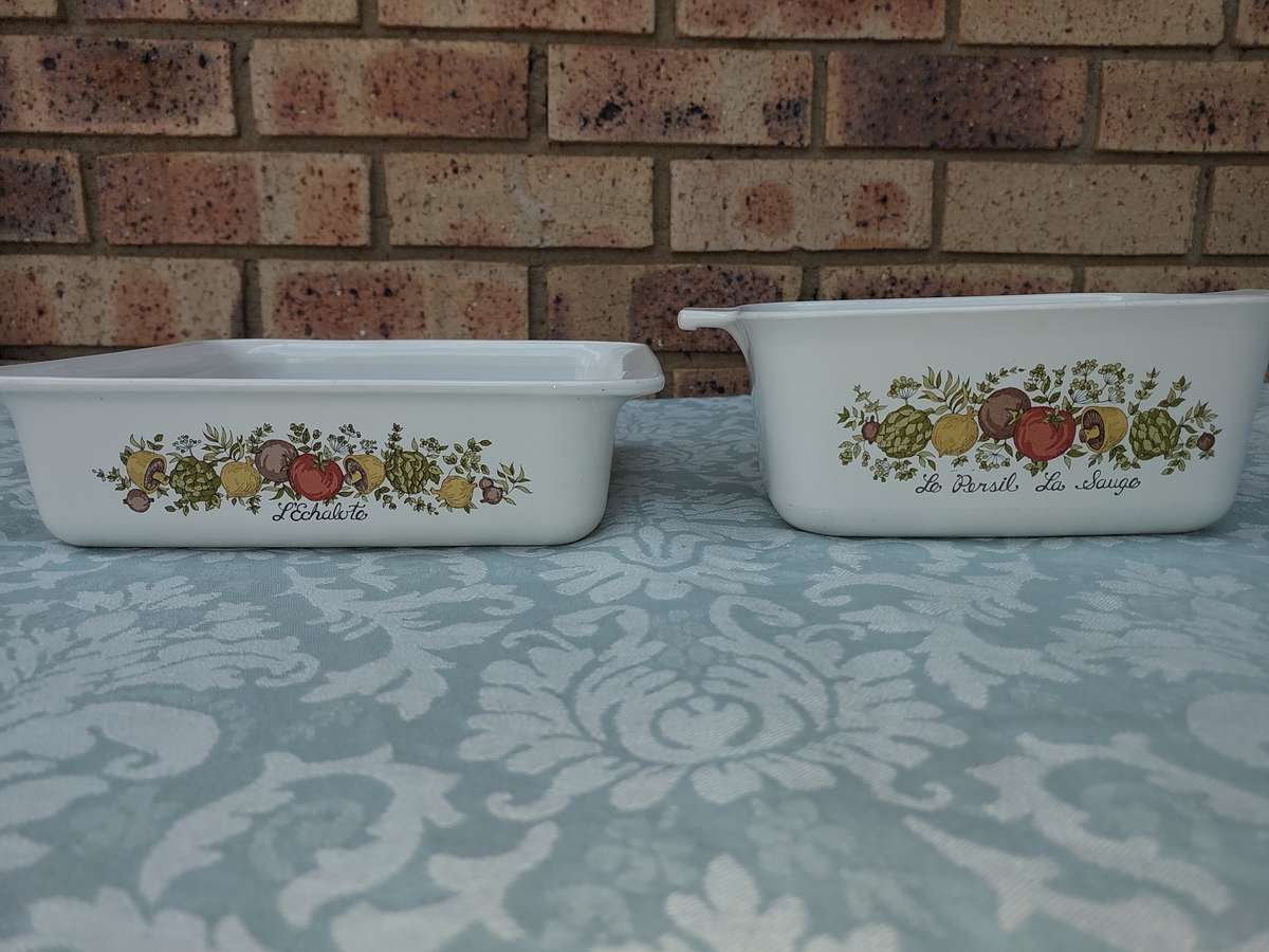 TWO VINTAGE FRENCH PORCELAIN OVEN PROOF CASSEROLE SOLD AS IS