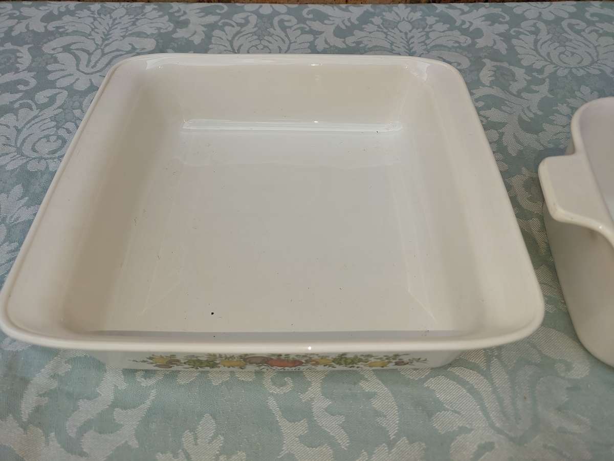 TWO VINTAGE FRENCH PORCELAIN OVEN PROOF CASSEROLE SOLD AS IS