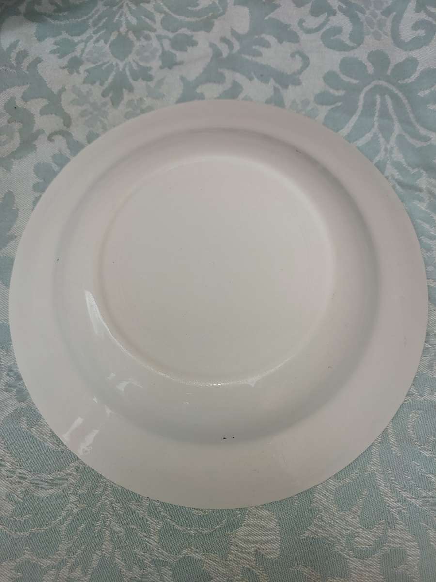 A VINTAGE SET OF 3 PORCELAIN DINNER PLATES WITH A FLORAL DESIGN AND SILVER TRIM