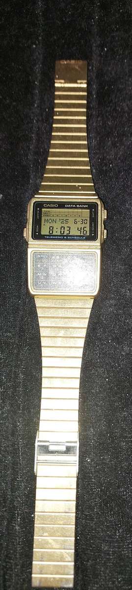 Vintage Gold Plated Casio Databank Telememo and Schedule Calculator Watch - Working