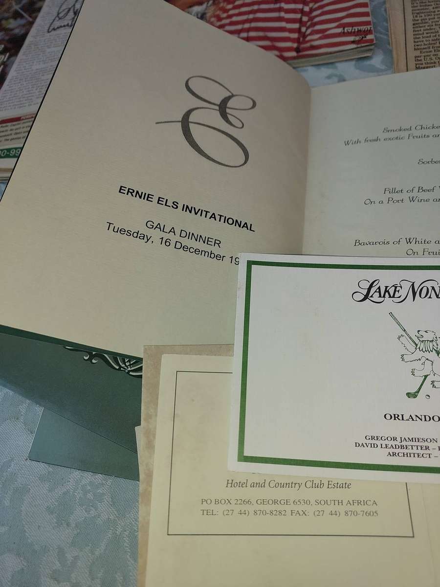 AN ENTIRE COLLECTION ERNIE ELS GOLFING LEGEND MEMORABILIA SOLD AS IS