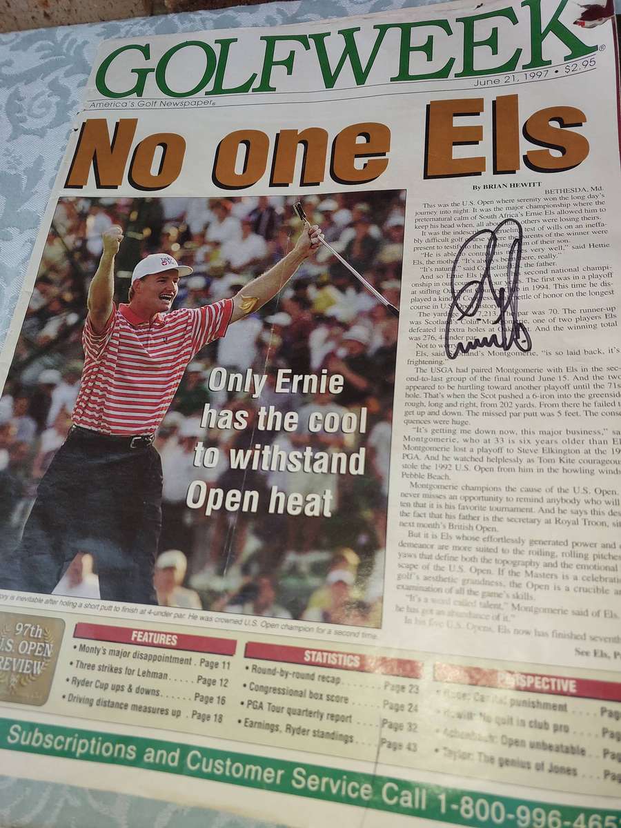 AN ENTIRE COLLECTION ERNIE ELS GOLFING LEGEND MEMORABILIA SOLD AS IS