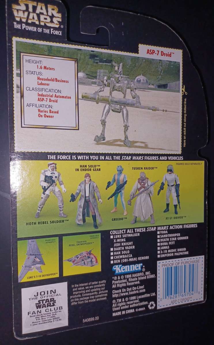 Star Wars PotF ASP-7 Droid Rare Hologram Cardback Kenner '96