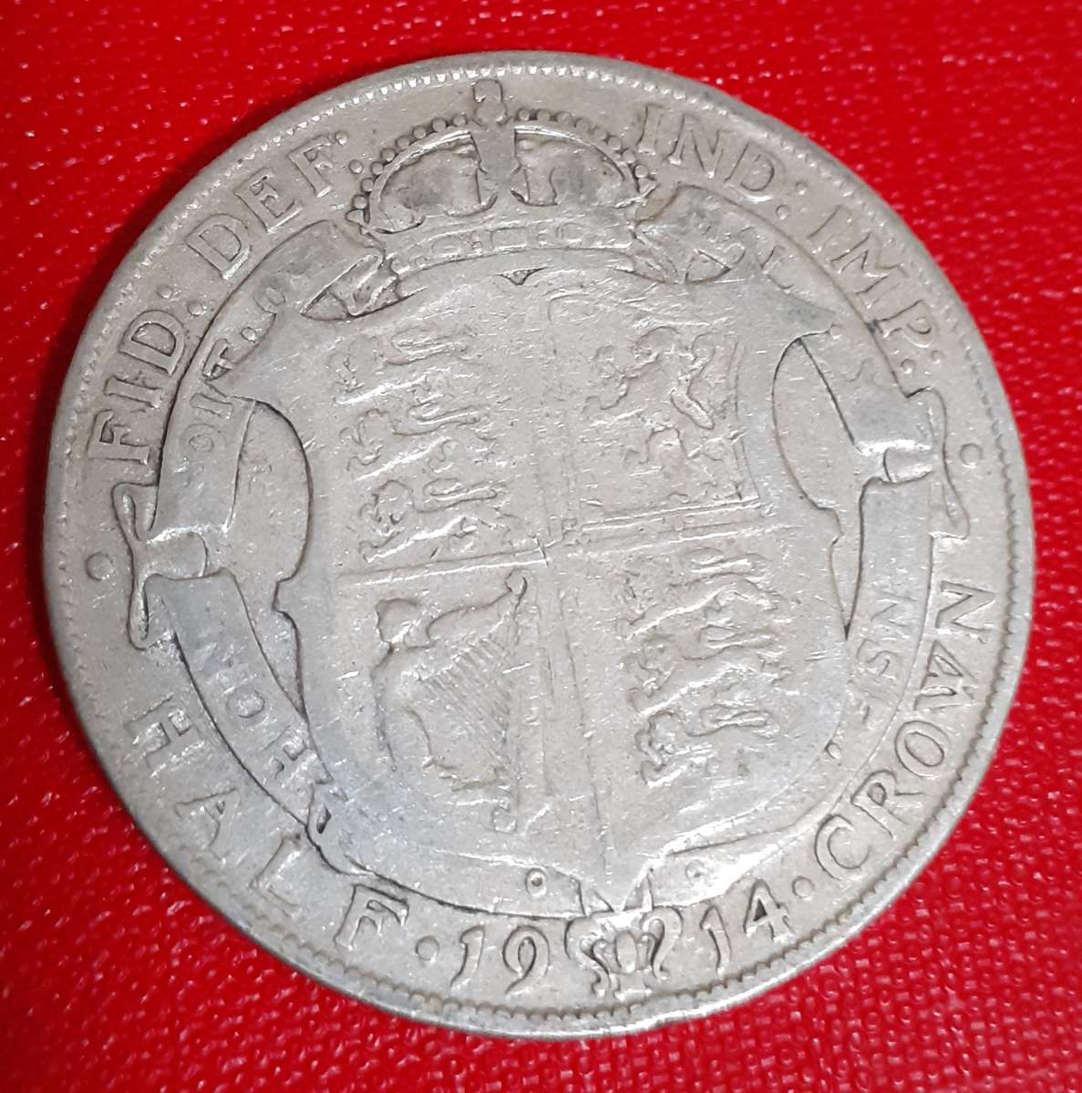 1914 George V Silver Half Crown,  .925  14gr Scarce.