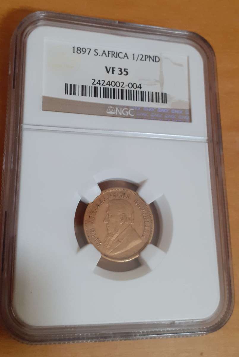 Paul Kruger ZAR Gold Half Pond 1897 NGC VF 35
