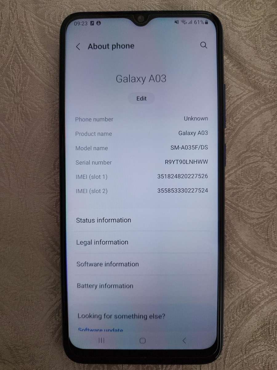 Samsung A03 32gb ROM, 3gb RAM 48mp camera dual sim