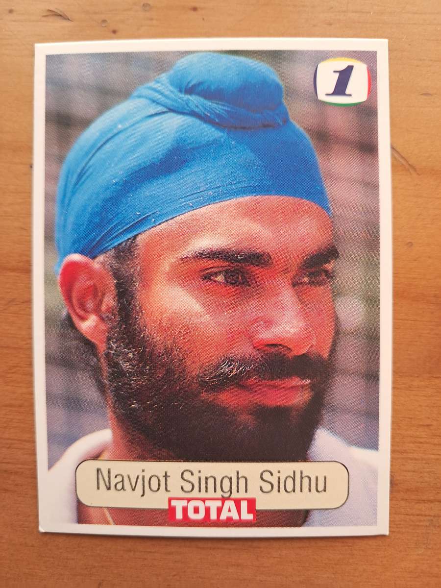1992 Total Trading Card: South Africa v India - Navjot Singh Sidhu