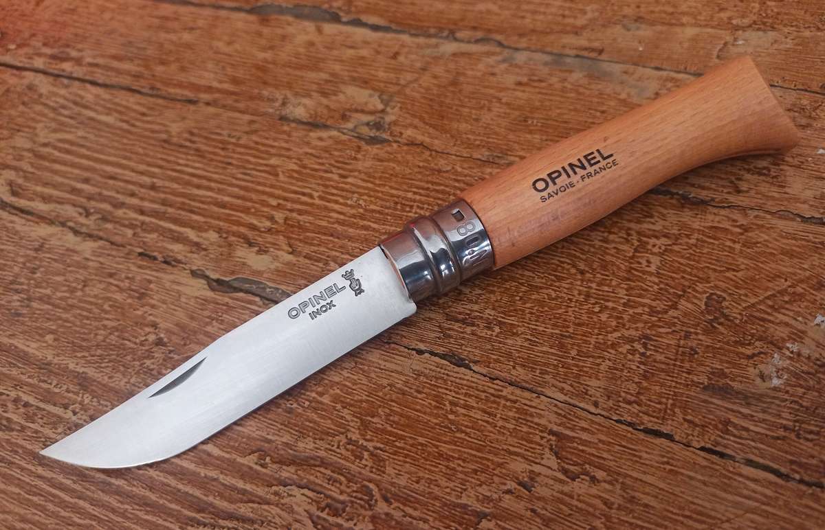 Opinel No. 8 INOX (Stainless Steel) Beech Wood Folding Knife - 8.5cm