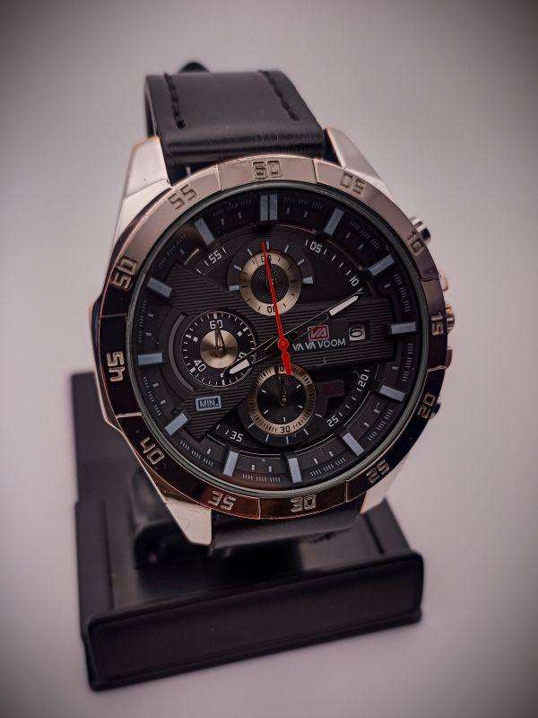 VA VA VOOM VA-216 Chronograph Analogue Watch with Black Leather Strap