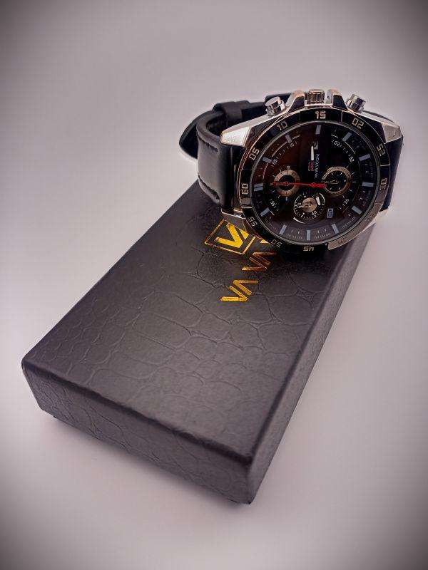 VA VA VOOM VA-216 Chronograph Analogue Watch with Black Leather Strap