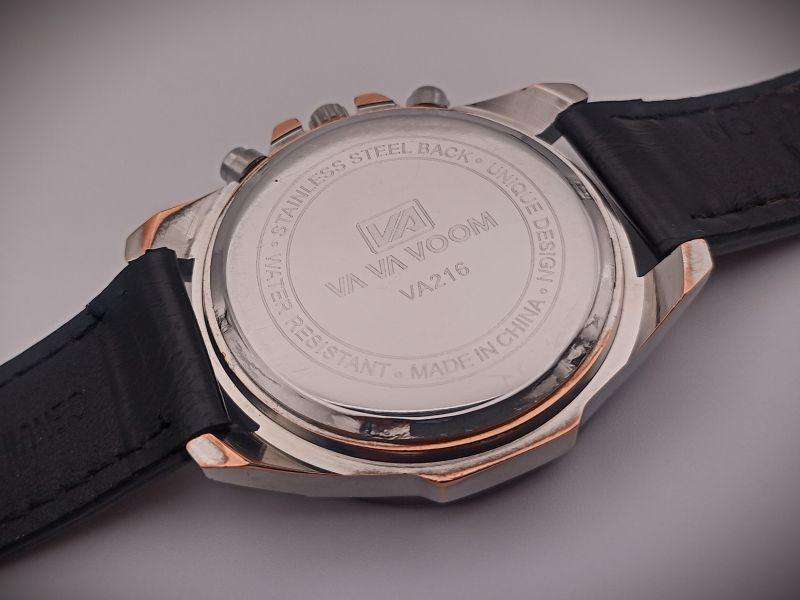 VA VA VOOM VA-216 Chronograph Analogue Watch with Black Leather Strap