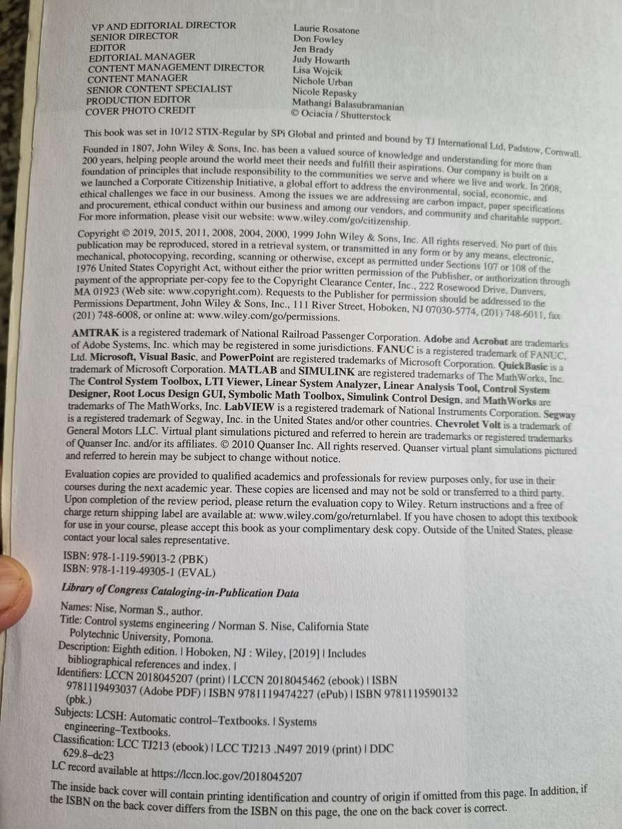 CONTROL SYSTEMS ENGINEERING EIGHTH Edition NORMAN S NISE EMEA EDITION