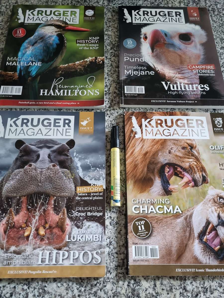 Bundle of 4 KRUGER MAGAZINES ( Kruger National Park South Africa Game Reserve wildlife )