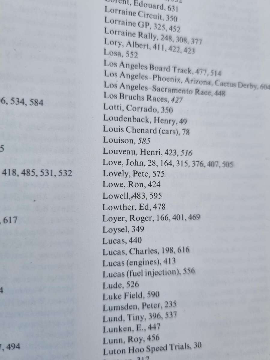 The ENCYCLOPAEDIA OF MOTOR SPORT Ed. G N GEORGANO Fwd. Stirling Moss (  see  S A Index references