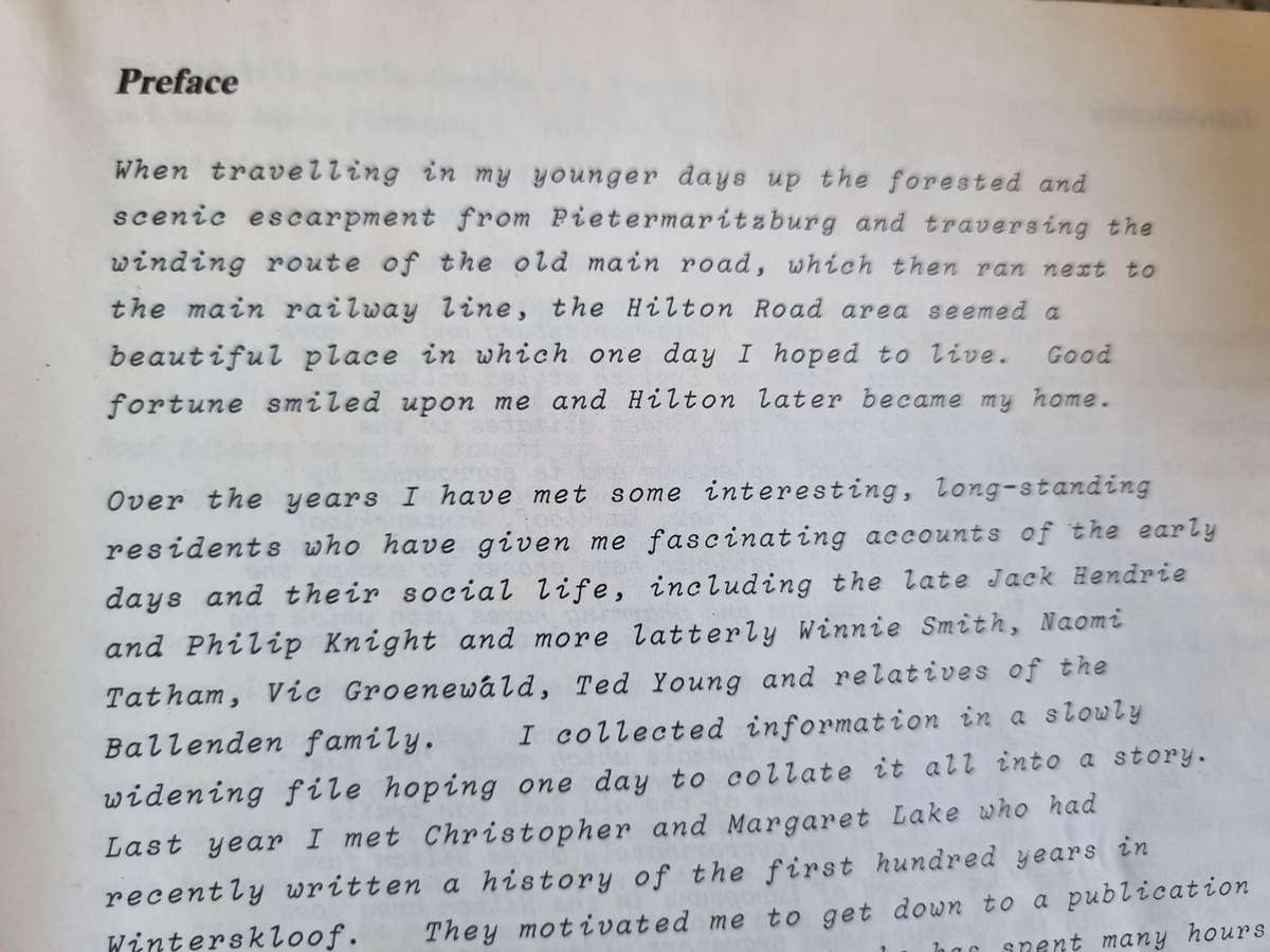 THE STORY OF HILTON ROAD VILLAGE J HOEPFI C LAKE M LAKE near Pietermaritzburg KZN Midlands history )