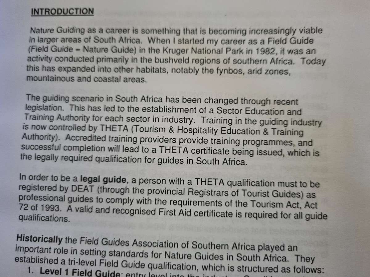 AN INTRODUCTION TO NATURE GUIDING  JOHAN FOURIE  wildlife game ranger farming