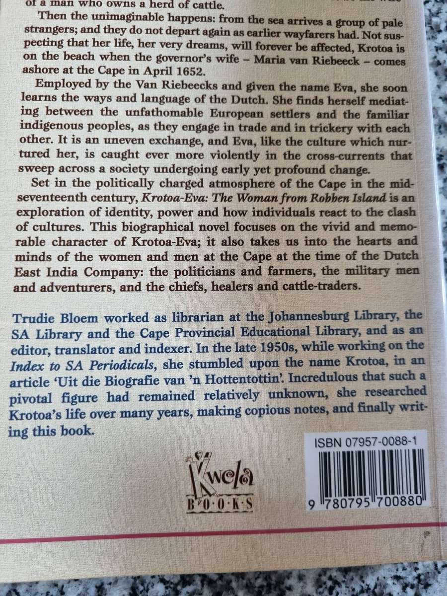 KROTOA - EVA The Woman from ROBBEN ISLAND TRUDIE BLOEM Biographical novel mid - seventeenth century