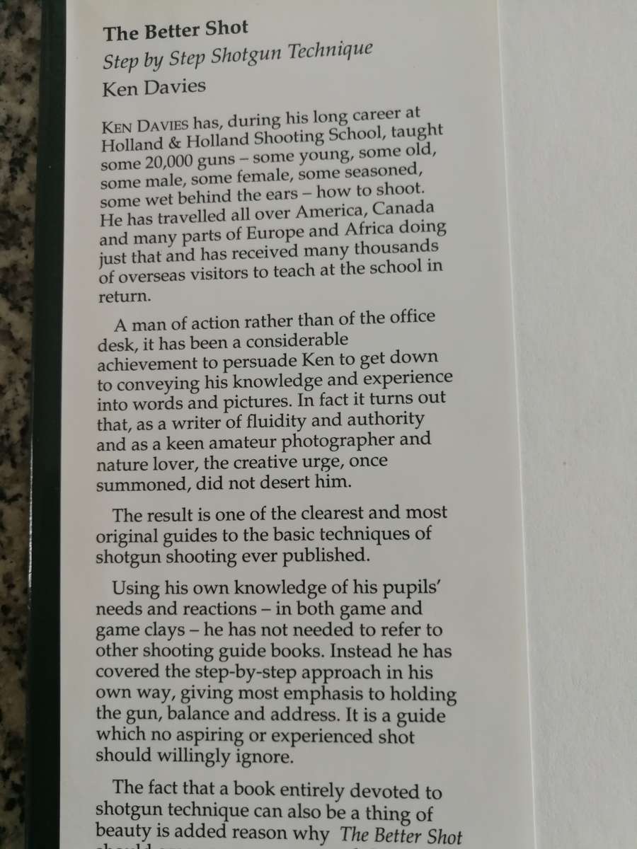 THE BETTER SHOT STEP BY STEP SHOTGUN TECHNIQUE WITH HOLLAND & HOLLAND KEN DAVIES Hunting