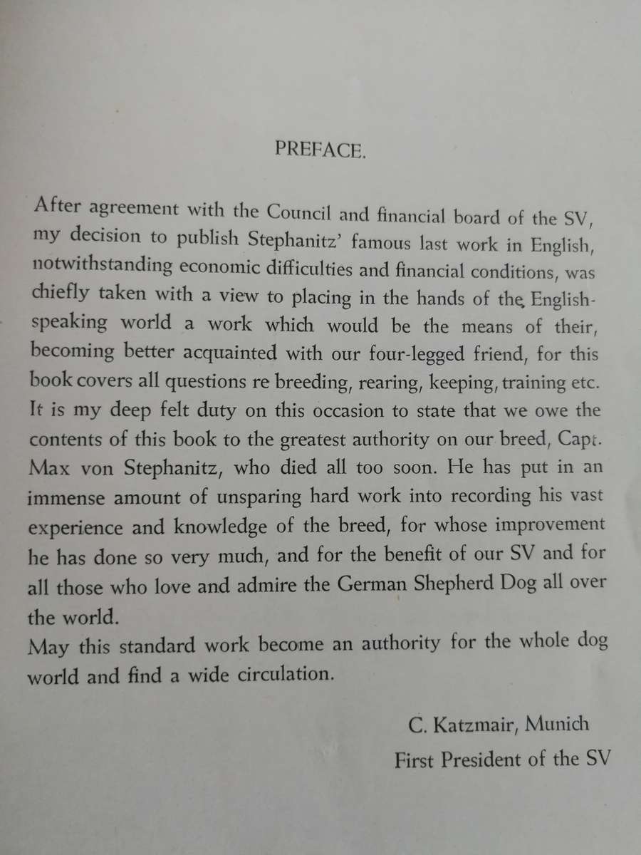 THE GERMAN SHEPERD DOG by Capt. v STEPHANITZ 8th Revised and Enlarged Edition