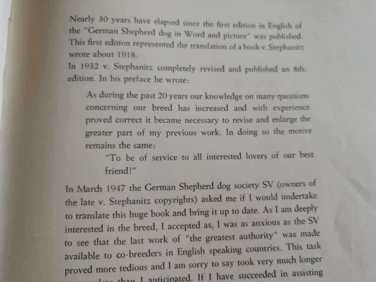 THE GERMAN SHEPERD DOG by Capt. v STEPHANITZ 8th Revised and Enlarged Edition
