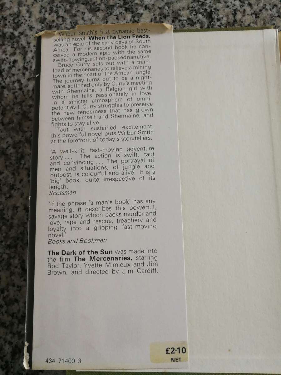 WILBUR SMITH THE DARK OF THE SUN Heineman Reprint 1972
