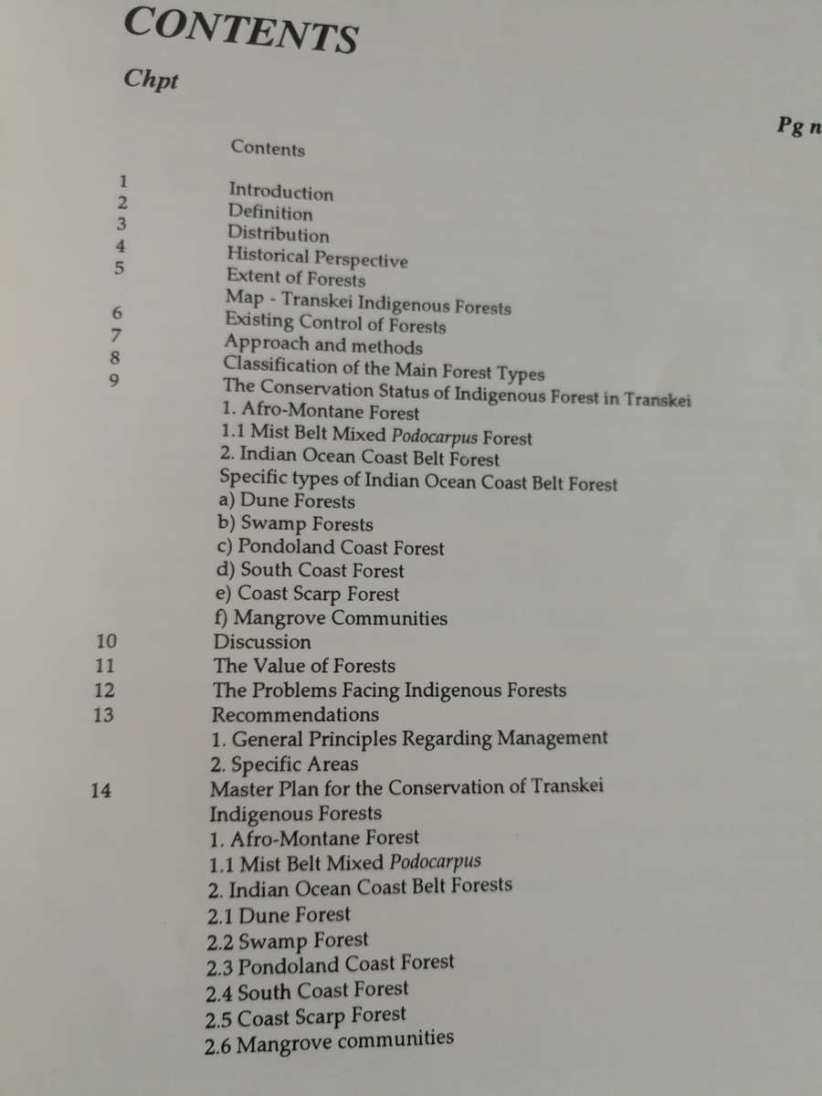 TRANSKEI FOREST SURVEY K H COOPER & W SWART WWF 1992 Vegetation forestry scarce