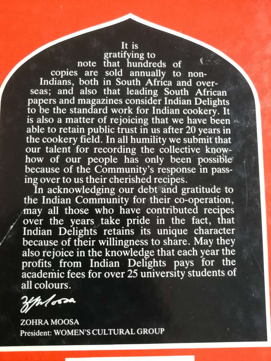 INDIAN DELIGHTS Women's Cultural Group Editor ZULEIKHA MAYAT