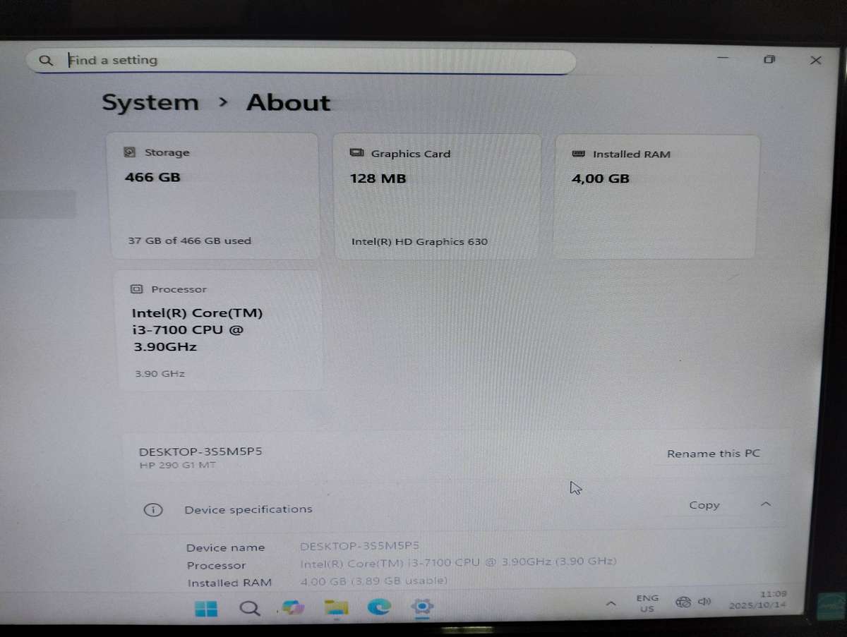 HP  290 G1 MT BUSINESS PC  BOX i3 7th generation