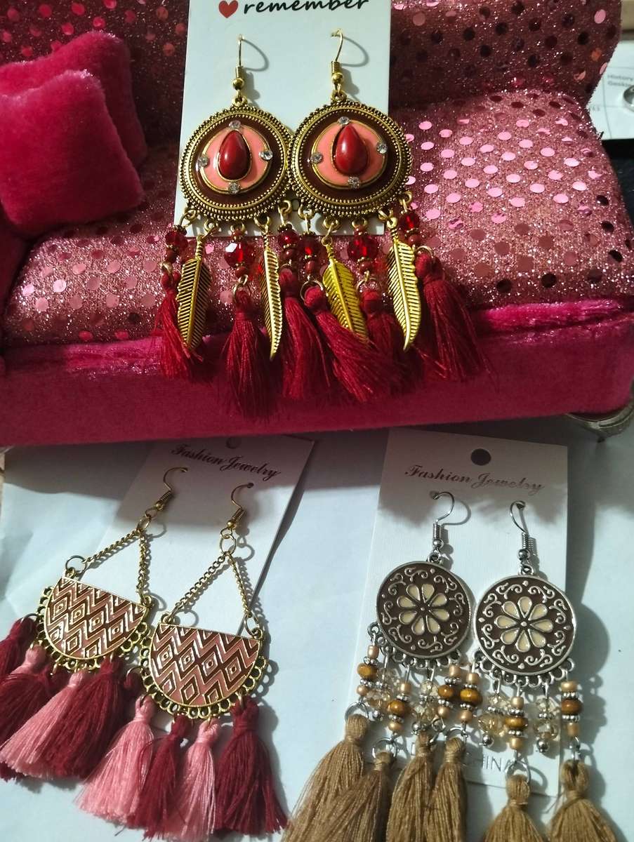 x3 Fashion Long Tassel Dangle Hook Earrings