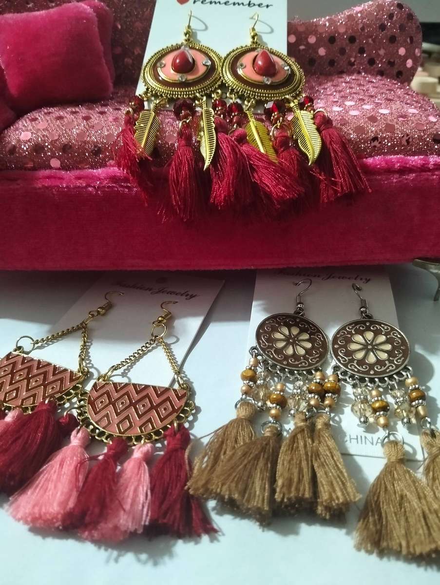 x3 Fashion Long Tassel Dangle Hook Earrings