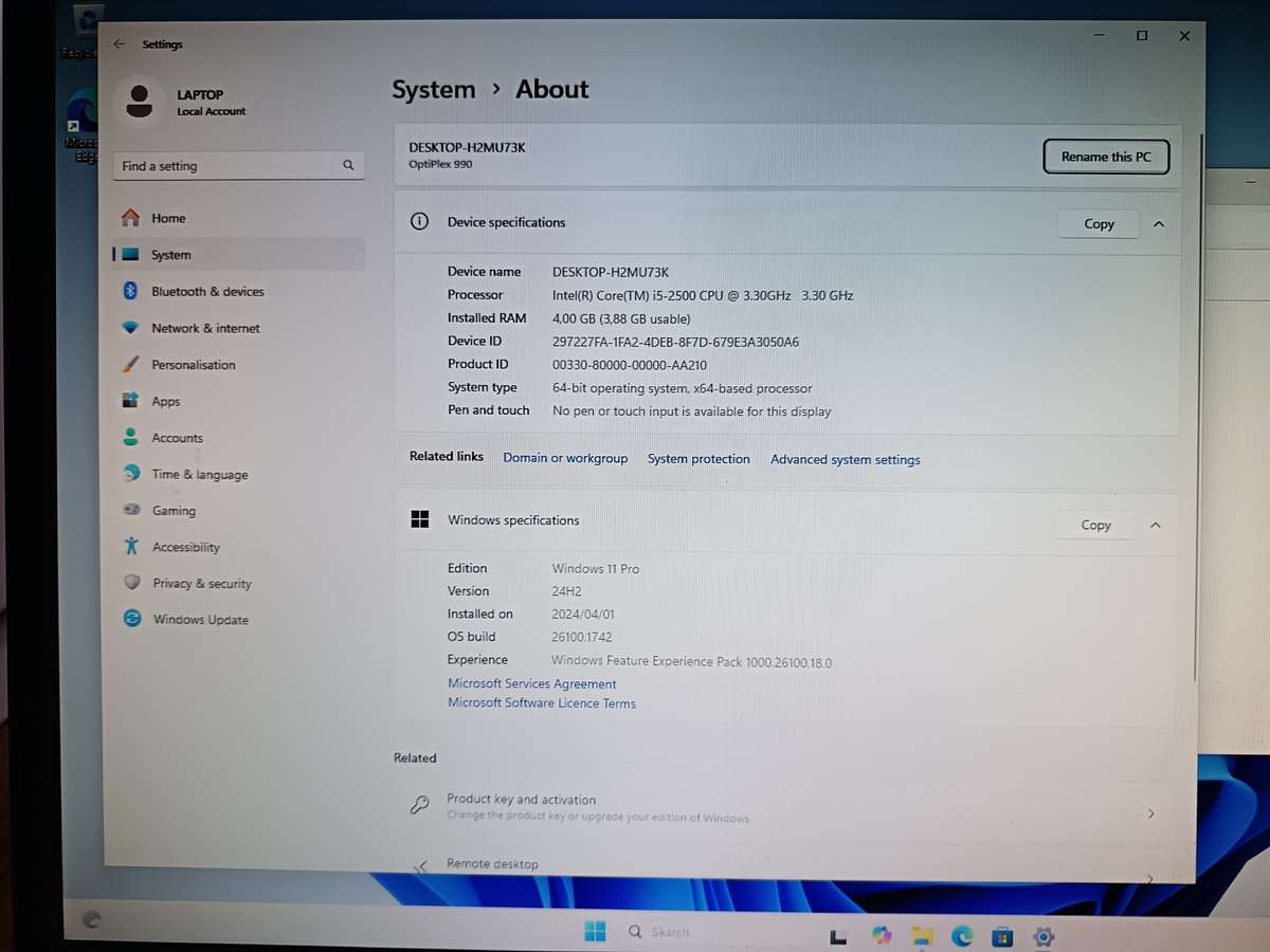Dell Desktop i5 2nd generation MODEL- OPTIPLEX 990 PC