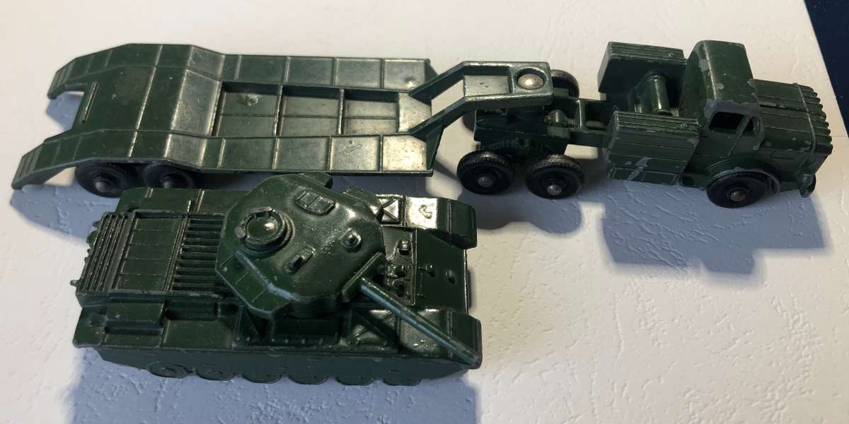 Lesney Centurion Tank, Thorneycroft ANTAR horse and Sankey 50 ton Tank Transporter