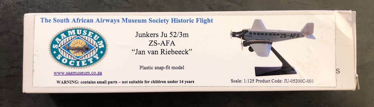 SAA Junkers Ju 52/3m - Flight Miniatures plastic snap-fit model