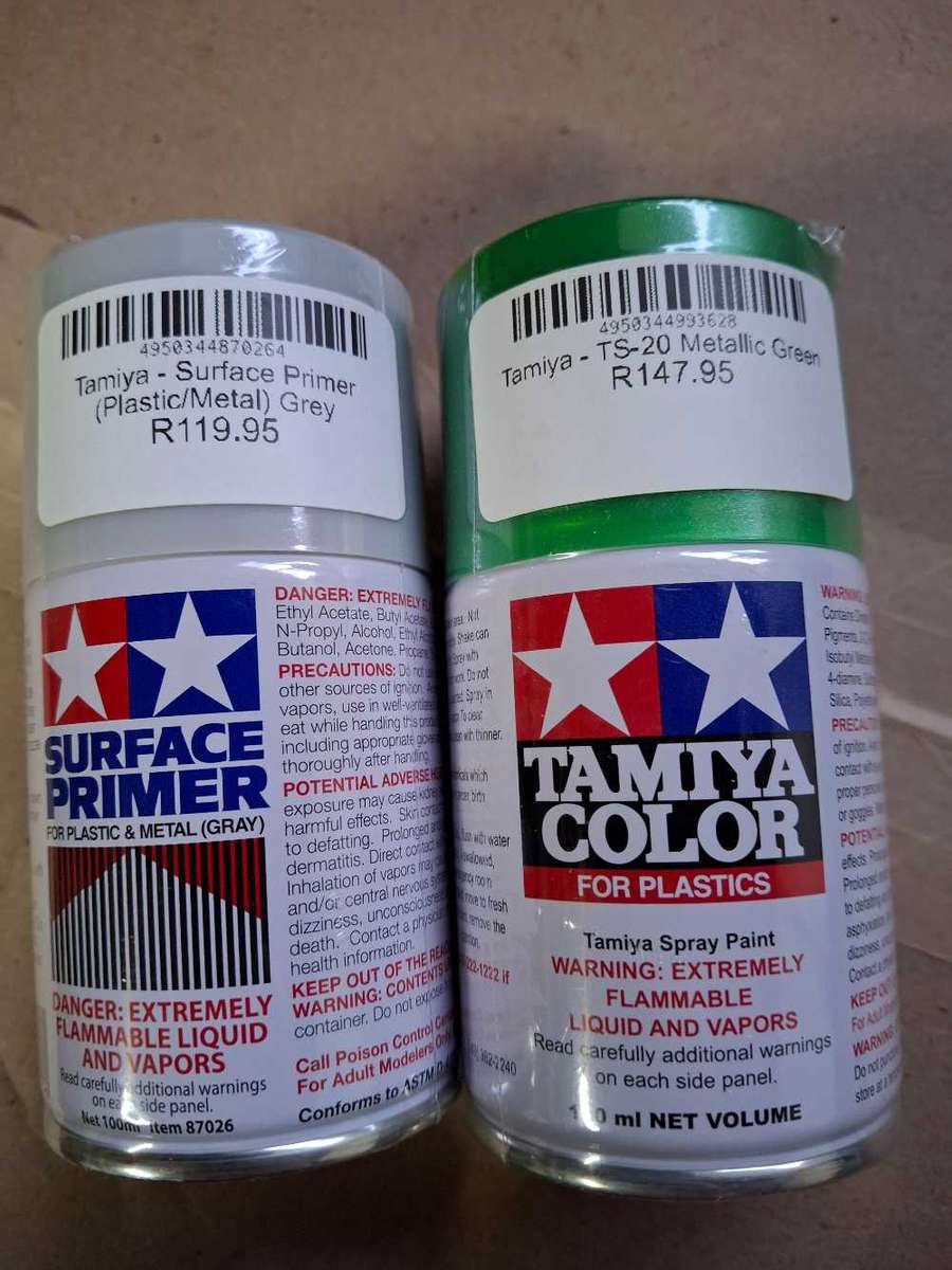 Tamiya primer and matalic green paint