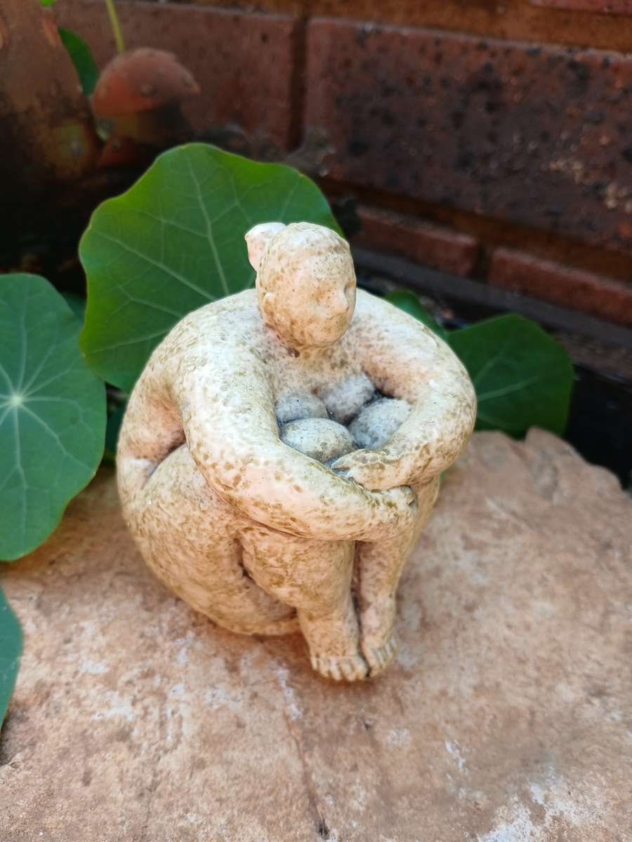 Hand-Cast Whimsical Fat Lady Figurine  12cm Unique Garden & Home Sculpture