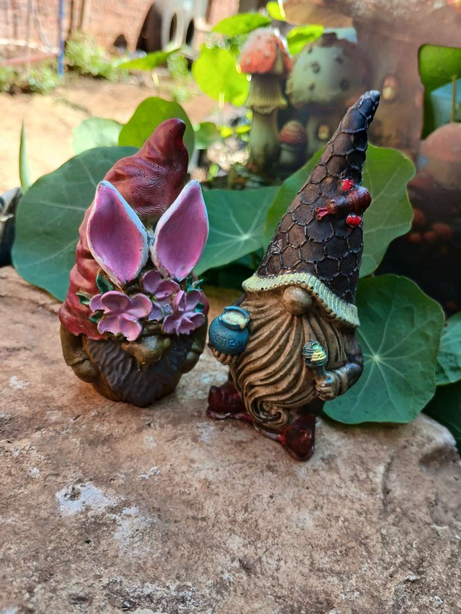 Bunny & Bee Gnome Garden Statue Set