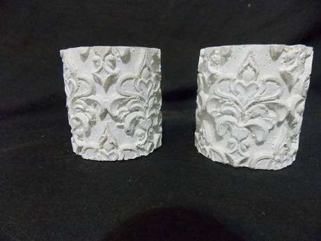 Set of Two Plaster of Paris Tea candle Holders
