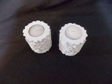 Set of Two Plaster of Paris Tea candle Holders