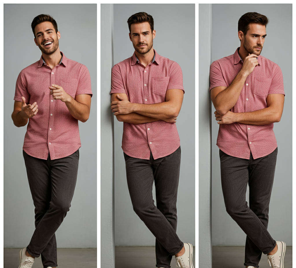 Mens Oakridge white and red checkered short sleeve button shirt - XL