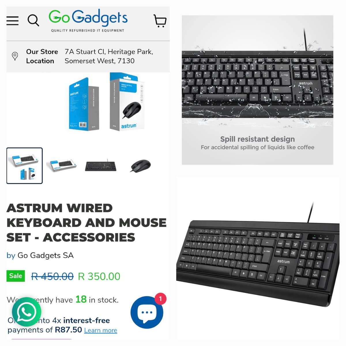 Wired keyboard and mouse combo