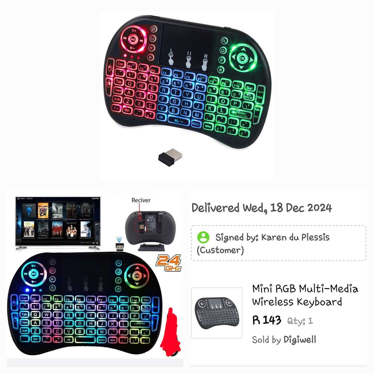 Mini RGB Multi-Media Wireless Keyboard